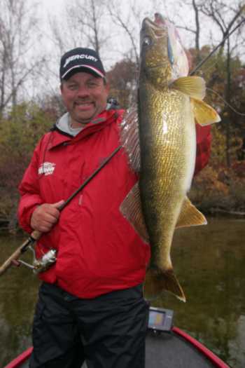 John Kolinski with a huge walleye caught while drift fishing