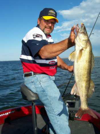 Carl Madson with a huge Lake Oahe walleye