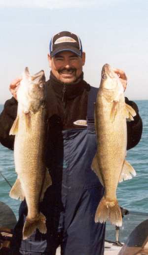 Rick Olsen with a nice pair of fall walleyes